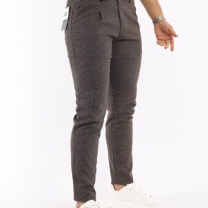 Pantalon Classique Sport Slim Pied De Poule - Marron