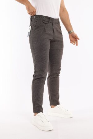 Pantalon Classique Sport Slim Pied De Poule - Marron
