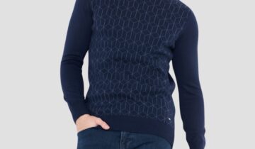 Pull Col Rond Fantaisie – Bleu Marine