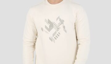 Sweatshirt Col Rond Imprimé – Beige