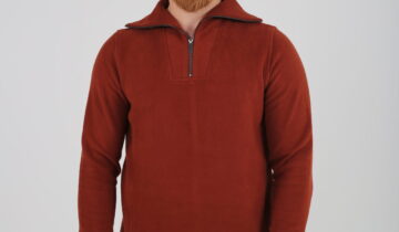 Sweatshirt Col Montant Zippé Uni – Brique