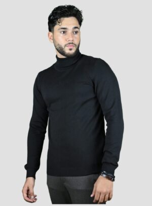 Pull Col Roulé Uni - Noir