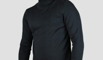 Pull Col Roulé Uni – Noir