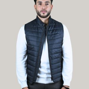 Gilet Matelassé Animé De Surpiqûres horizontale - Bleu Marine