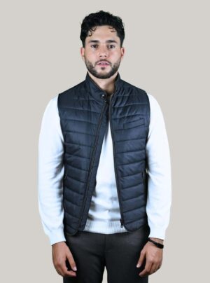 Gilet Matelassé Animé De Surpiqûres horizontale - Bleu Marine