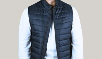 Gilet Matelassé Animé De Surpiqûres horizontale – Bleu Marine