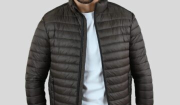 Blouson Matelassée Animé De Surpiquêre Horizontale – Khaki