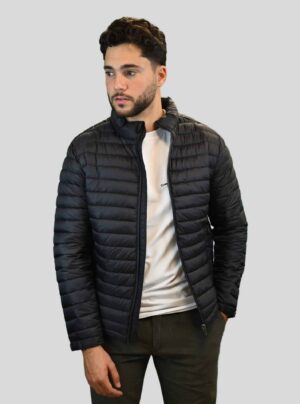Blouson Matelassée Animé De Surpiquêre Horizontale - Noir