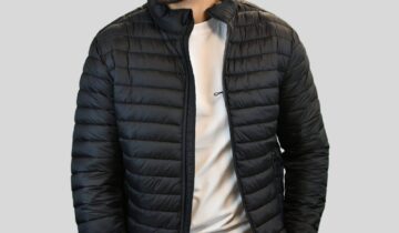 Blouson Matelassée Animé De Surpiquêre Horizontale – Noir