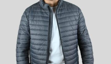 Blouson Matelassée Animé De Surpiquêre Horizontale – Gris