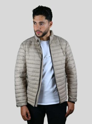 Blouson Matelassée Animé De Surpiquêre Horizontale - Beige
