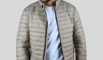 Blouson Matelassée Animé De Surpiquêre Horizontale – Beige