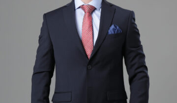 Costume 2 pièces Ajusté Uni – Bleu Marine