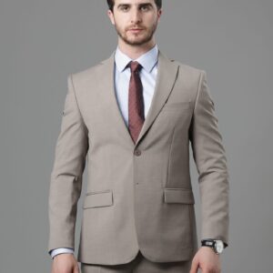 Costume 2 pièces Ajusté Uni Chiné - Beige