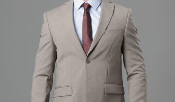 Costume 2 pièces Ajusté Uni Chiné – Beige