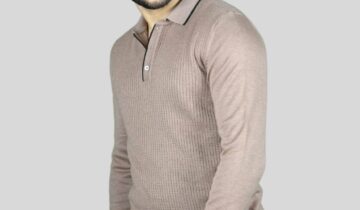 Pull Col Polo En Biais Boutonné Fantaisie – Beige