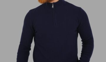 Pull Col Cheminée Zippé – Bleu Marine
