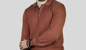 Pull Col Polo En Biais Boutonné Fantaisie – Brique