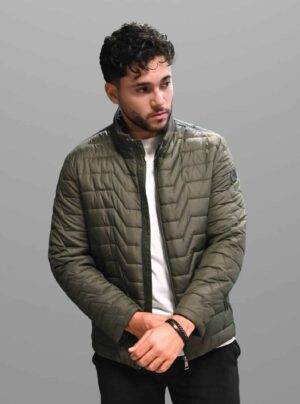 Blouson Matelassée Col Biker - Kaki