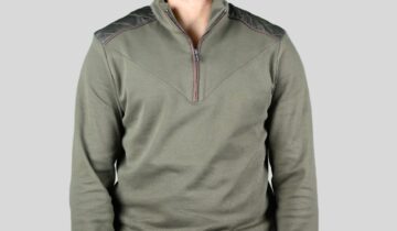 Sweatshirt Col Montant Demi Zippé Piqué – Khaki