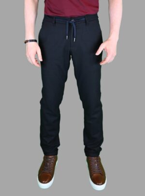 Pantalon Slim En Flanelle - Bleu Marine