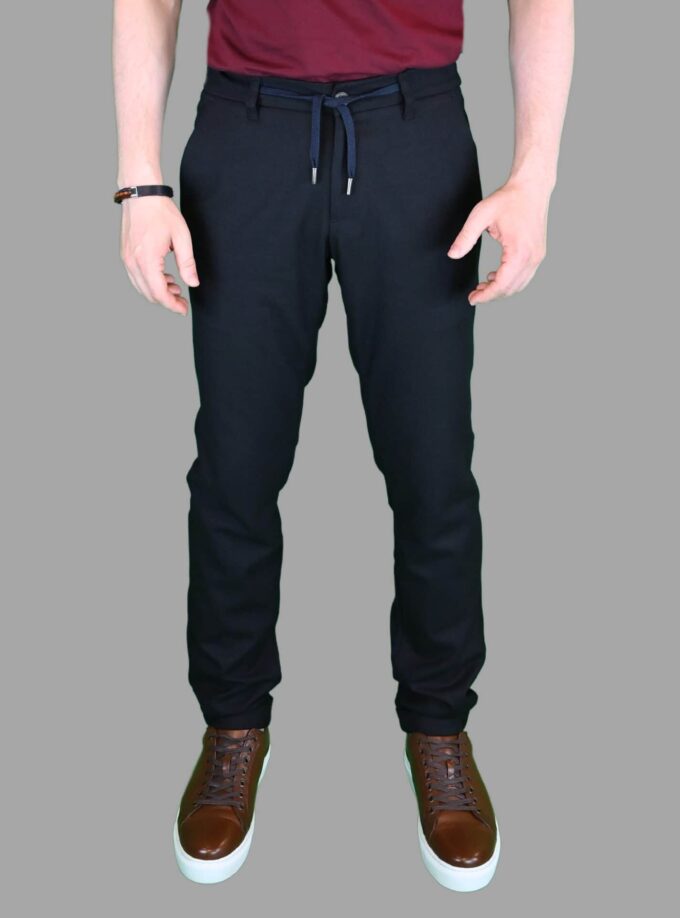 Pantalon Slim  En Flanelle - Bleu Marine