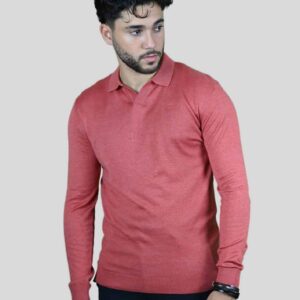 Pull Col Polo Uni - Orange
