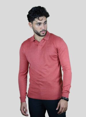 Pull Col Polo Uni - Orange