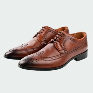 Chaussure Derby Cuir Perforé - Marron Patiné
