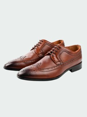 Chaussure Derby Cuir Perforé - Marron Patiné