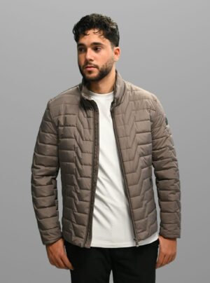 Blouson Matelassée Col Biker - Beige