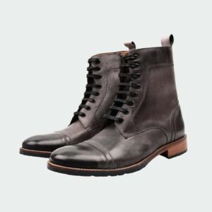 Boots À Lacets Et Fermeture Èclair - Gris