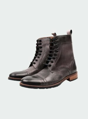 Boots À Lacets Et Fermeture Èclair - Gris
