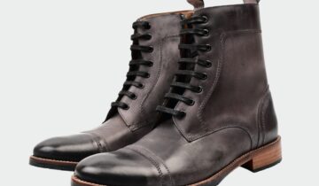 Boots À Lacets Et Fermeture Èclair – Gris