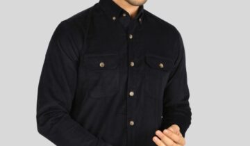 Surchemise Stretch En Velours – Bleu Marine