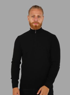 Pull Col Cheminée Zippé - Noir