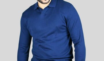 Pull Col Polo Uni – Bleu Royale