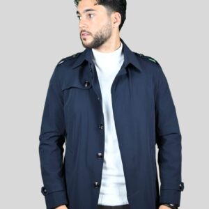 Trench-coat Décontracté - Bleu Marine