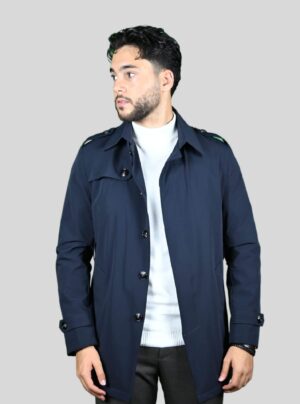 Trench-coat Décontracté - Bleu Marine