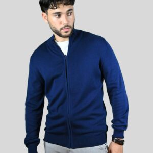 Pull Col Montant Zippé - Bleu Marine