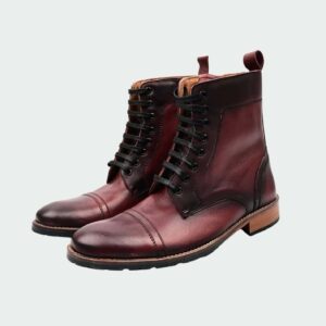 Boots À Lacets Et Fermeture Èclair - Bordeaux