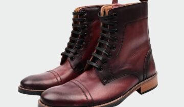 Boots À Lacets Et Fermeture Èclair – Bordeaux