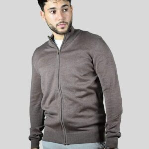 Pull Col Montant Zippé - Khaki