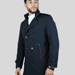 Trench-coat Croisé Décontracté - Noir