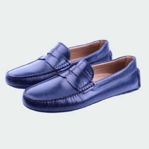 Mocassin En Cuir - Bleu Marine
