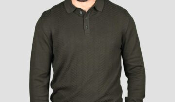 Pull Col Polo Boutonné Fantaisie – Khaki