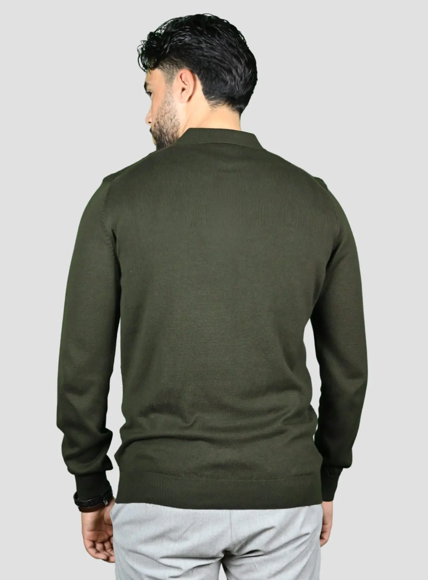 Pull Col Polo Boutonné Fantaisie - Khaki – Image 4