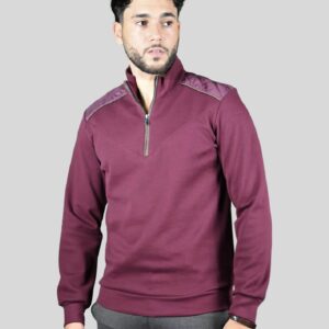 Sweatshirt Col Montant Demi Zippé Piqué - Bordeaux
