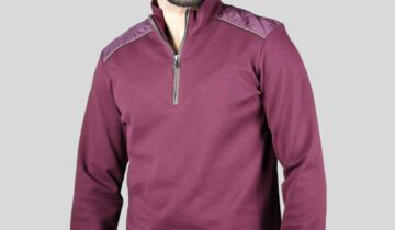 Sweatshirt Col Montant Demi Zippé Piqué – Bordeaux