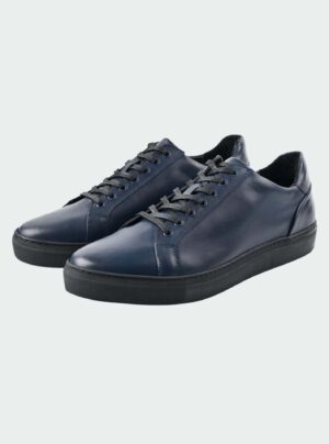 Baskets Basses Cuir Lisse - Bleu Marine